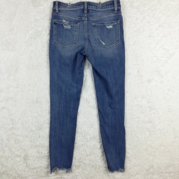 Flying Monkey Womens Jeans Skinny Blue Denim Ripped Raw Hem‎ Light Wash 25 - Picture 2 of 12